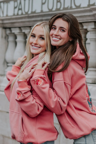 Sunset Surf Hoodie in Coral Hibiscus for Cozy Everyday Adventures