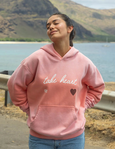 Take Heart Unisex Hoodie with Inspirational John 16:33 Print