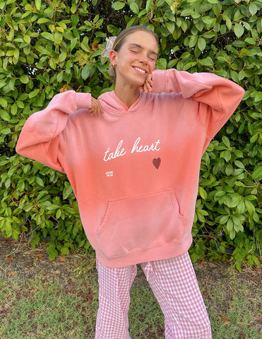 Take Heart Unisex Hoodie with Inspirational John 16:33 Print