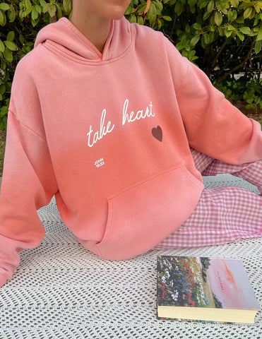 Take Heart Unisex Hoodie with Inspirational John 16:33 Print