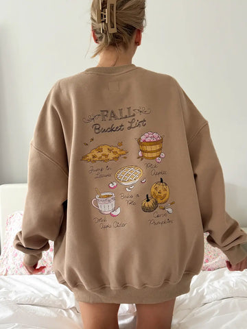 Cozy Fall Bucket List Embroidered Sweatshirt for Autumn Adventures