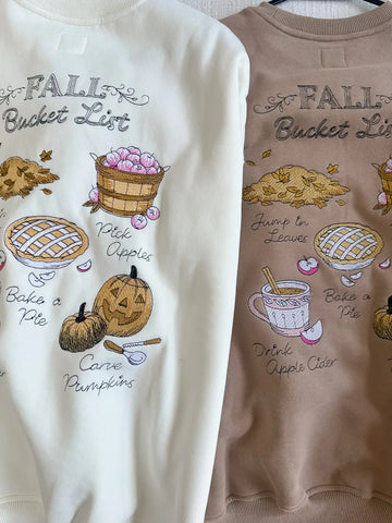 Cozy Fall Bucket List Embroidered Sweatshirt for Autumn Adventures