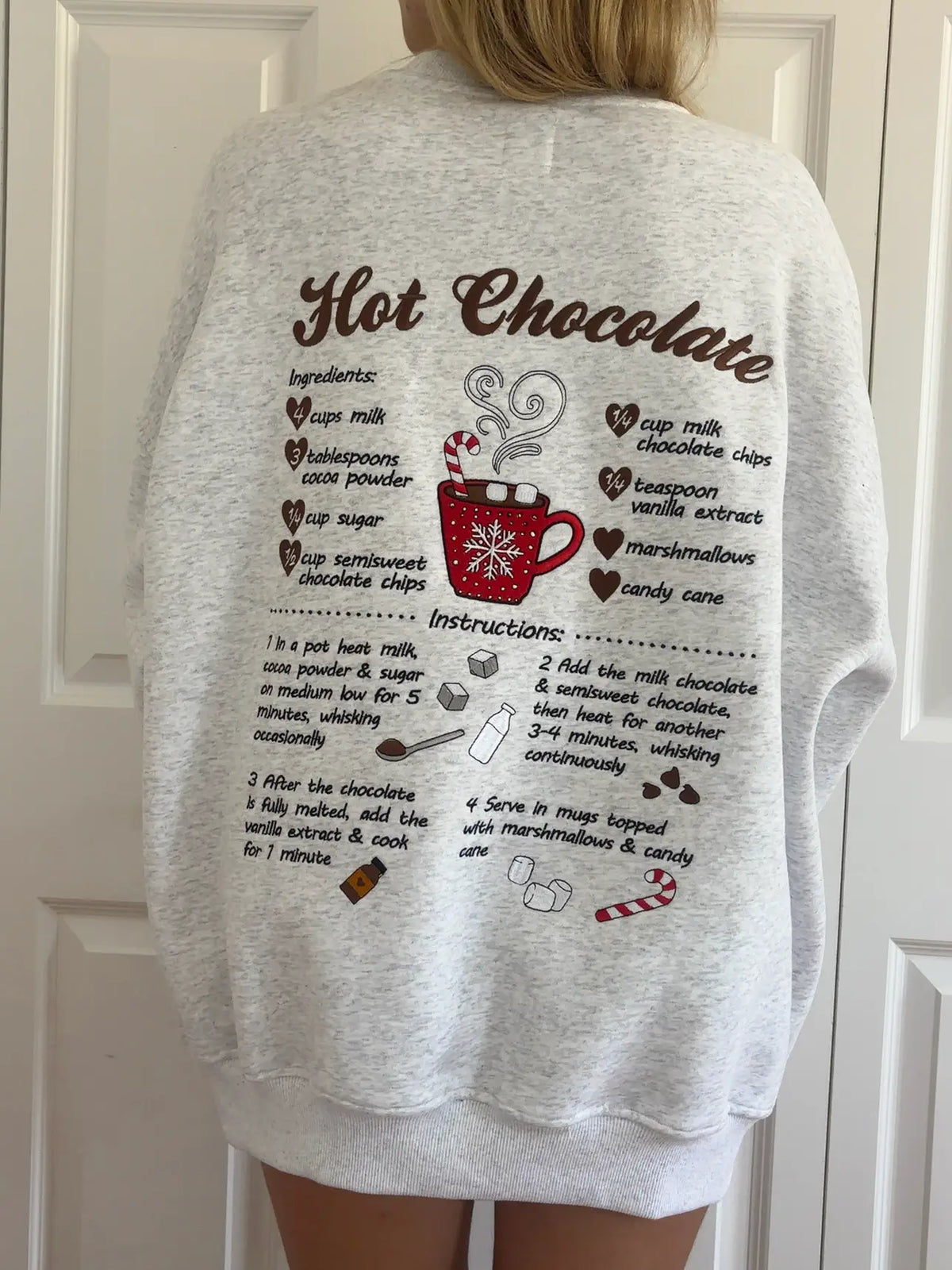 Festive Hot Chocolate Embroidered Sweatshirt for Cozy Christmas Moments