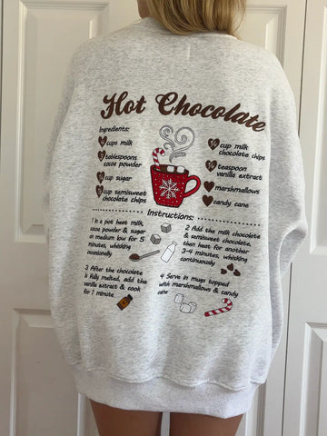 Festive Hot Chocolate Embroidered Sweatshirt for Cozy Christmas Moments