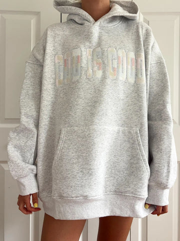 Pastel Quilted Hoodie with Inspirational Embroidery for a Cozy Everyday Look