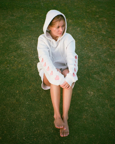 Oversized Hoodie with Heart Sleeve Detail for Cozy Everyday Style