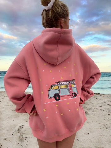 Pink Vanilla Ice Cream Embroidered Hoodie for Sweet Street Style