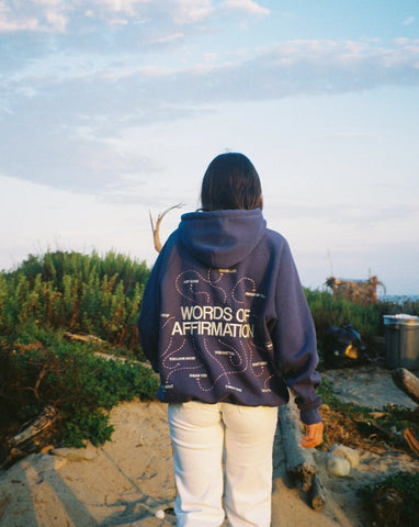 Oversized Blue Hoodie with Inspirational Words of Affirmation for Cozy Everyday Style
