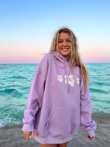 Vibrant Embroidered Hibiscus Hoodie for Effortless Summer Style
