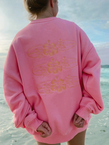 Vintage Surfboard Graphic Sweatshirt in Soft Pink