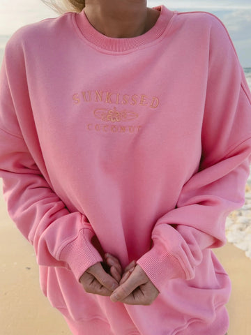 Vintage Surfboard Graphic Sweatshirt in Soft Pink