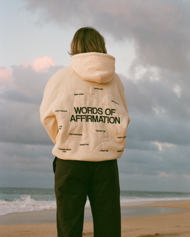 Cream Oversized Hoodie with Words of Affirmation for Everyday Comfort