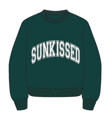 Varsity Embroidered Sweatshirt in Winter Green for Cozy Everyday Style
