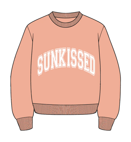 Varsity Embroidered Sweatshirt in Sherbet Orange for Effortless Street Style