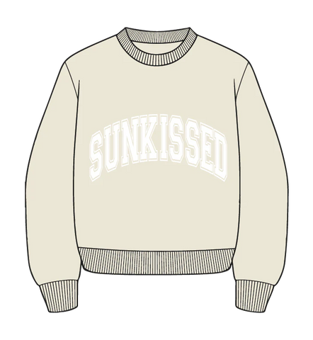 Varsity Embroidered Sweatshirt in Warm Sandstone for Effortless Everyday Style